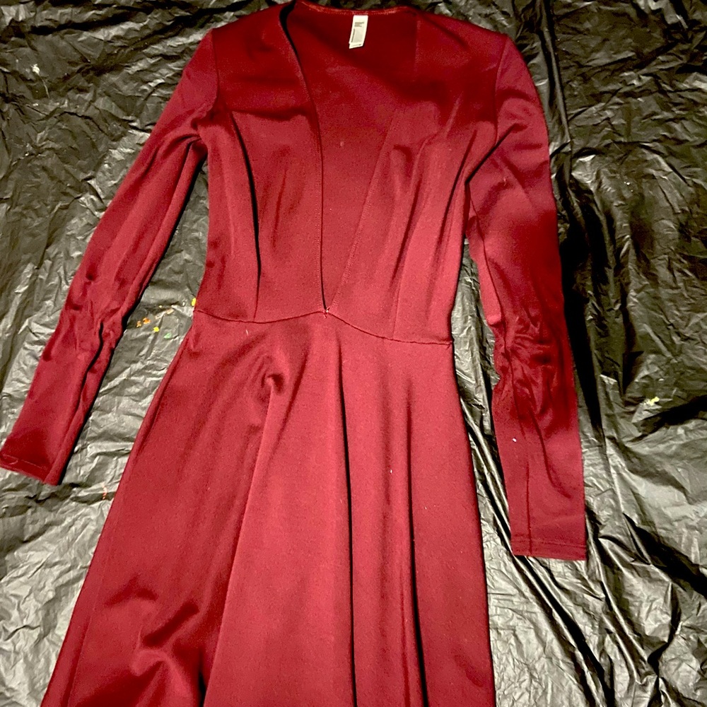 Burgundy low cut dress